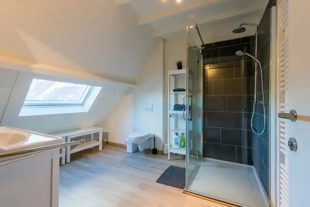 Bathroom with spacious shower